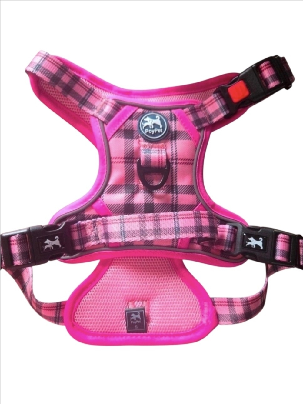PoyPet Pink Plaid No-Pull Dog Harness Size Small NWT